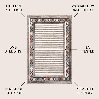 Sebastian Brown and Ivory Geometric Synthetic Rectangular Rug 3' x 5'
