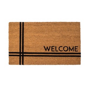 1'5" x 2'5" Crisscross Welcome Indoor/Outdoor Coir Doormat Natural/Black - Entryways - 1 of 3