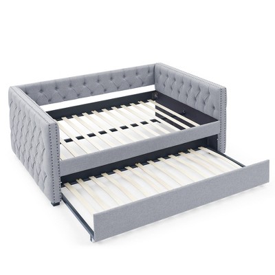 VYNXARIA Cozy Gray Tufted Daybed: Ideal for Lounging and Hosting Guests with a Trundle