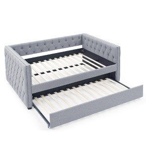 VYNXARIA Cozy Gray Tufted Daybed: Ideal for Lounging and Hosting Guests with a Trundle - 1 of 4