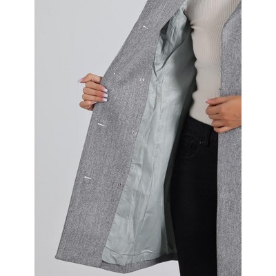 INSPIRE CHIC Women's Winter Peter Pan Collar Double Breasted Slant Pocket Button Down Belted Pea Coats Large Grey — фото 5