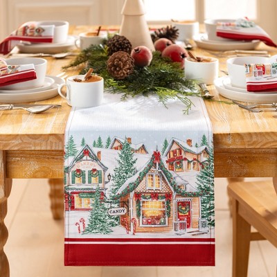 Disposable Christmas Table Runners - Pine and Holly Linen Like