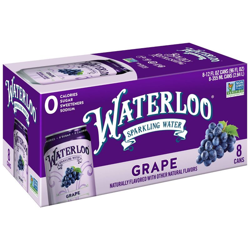 Waterloo Grape Sparkling Water - 8pk/12 fl oz Cans, 1 of 7