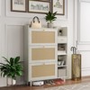 Fontoi Decorative Storage Cabinets, Storage Cabinet with 3 Rattan Flip Drawers, 3 Shelves and 1 Storage Drawer for Entryway, White, 9.3"*49.2"*36.6" - 4 of 4