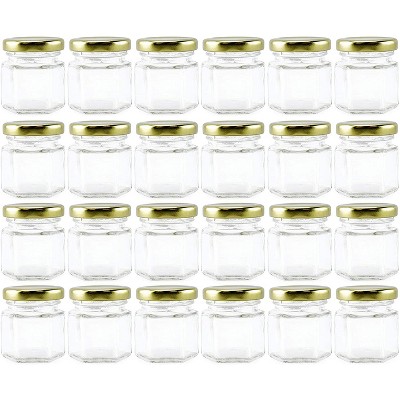 Hexagon Jars Gold Lid (15pcs, 1.5 oz) Hexagon Glass Jars with Gold  Plastisol Lined Lids for