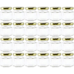 Cornucopia Brands Mini Hexagon Glass Jars 48pk; 1.5oz w/ Gold Lids for Spices, Gifts, Party Favors, DIY and More - 1 of 4