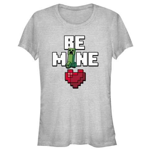 Juniors Womens Minecraft Be Mine Creeper T-shirt - Athletic Heather ...