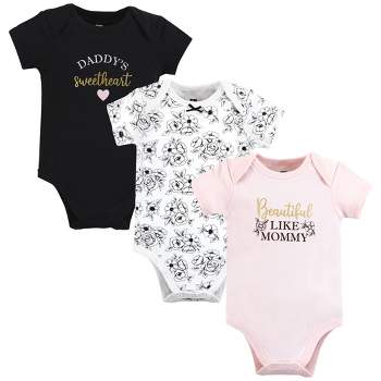 Hudson Baby Infant Girl Cotton Bodysuits, Mom Dad Toile