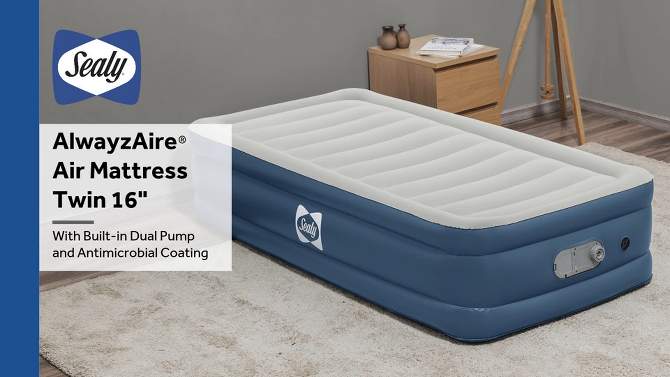 Sealy AlwayzAire Flocked Top Air Mattress Twin with Built-in Dual Pump, 2 of 15, play video