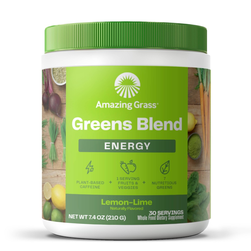 Photos - Vitamins & Minerals Amazing Grass Green Superfood Energy Vegan Powder - Lemon Lime - 7.4oz