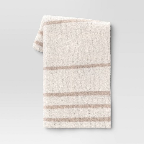 Simple Stripe Knit Blanket, Taupe Grey