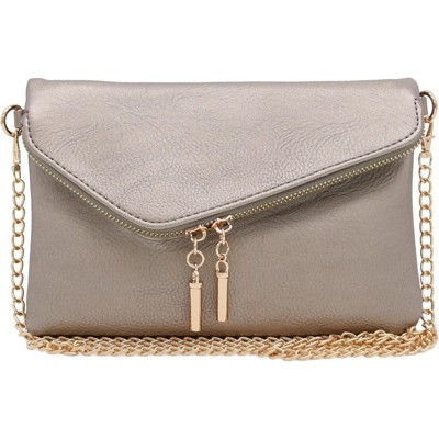 BEAFUP Envelope Wristlet Clutch Crossbody Bag with Detachable Chain Strap, Faux Leather Purse with Magnetic Snap Flap and Hardware