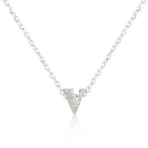 ShineHigh Micro-Pavé Initial Pendant Necklaces – Rhodium-Plated Cubic Zirconia Letter Charms on 16" Chains with Extenders - 1 of 1