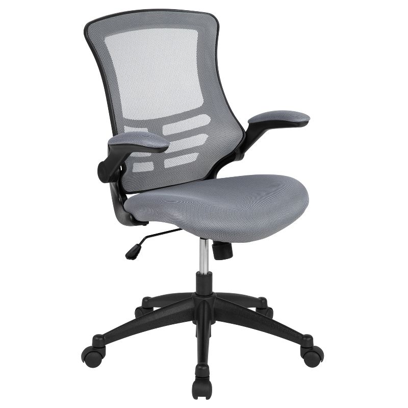 Flash Furniture Mid-Back Dark Gray Mesh Swivel Ergonomic Task Office Chair with Flip-Up Arms, 1 of 15