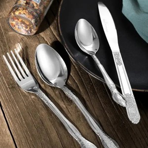 Deluxe Premium Cutlery Flatware Set for the Home - Stainless steel cutlery service with 1 dinner fork, 1 dinner knife, 1 dinner spoon and 1 tea spoon - 1 of 4