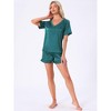 INSPIRE CHIC Women's Short Sleeve V Neck Lounge Set Frill Elastic Waist Pajama Sets - 3 of 4