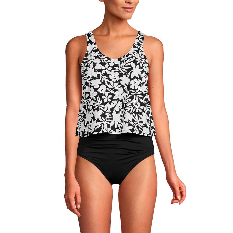 Lands' End Women's Chlorine Resistant V Neck One Piece Fauxkini Swimsuit, 3 of 4