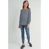 Hello Miz Women's Ribbed Split Neck Long Sleeve Maternity Sweater Top - 4 of 4