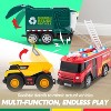 VROOMIX 3Pcs Utility Trucks Toy Set, Garbage Truck, Fire Truck, Construction Vehicle with Lights & Sounds, Educational Gift for Kids Boys Ages 3+ - 2 of 4