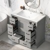 Vynxaria 36" Bathroom Vanities Gray Vanity Dresser Six-Drawer Organizer with Adjustable Shelf 34.2"H - 4 of 4