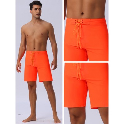 INSPIRE CHIC Men's Summer Lightweight Solid Color Drawstring Long Board Shorts 28 Orange — фото 4