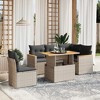 vidaXL Garden Sofa Set Gray PE Rattan 6 Piece Set Adjustable Armrests - 2 of 4