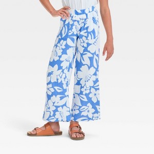 Grayson Threads Kids Big Girl Floral Gauze Beach Pants - Blue - 1 of 3