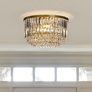 ALOADECOR 3 Lights 16" Traditional Gold Flush Mount With Clear Crystal Accents - 1 of 4
