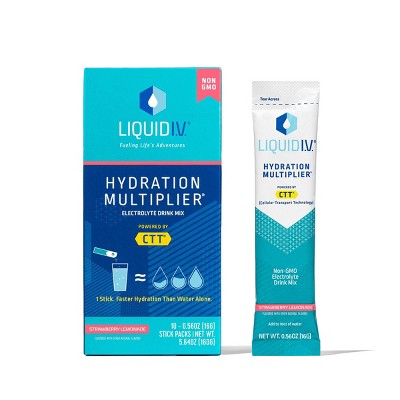 Liquid I.V. Hydration Multiplier Vegan Powder Electrolyte Supplements - Strawberry Lemonade - 0.56oz/10ct