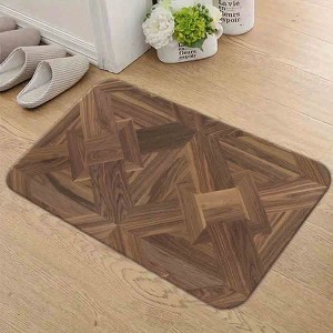 Chery Life Rectangular Printed Floor Mat, "Elegant Wood-Inspired Geometric Area Rug, Non-Slip, Durable - 1 of 4
