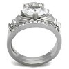 Slickblue Women’s Claddagh Ring Set, Dual Pear CZ Stones with Hand Motif, Matching Band, Polished Steel, Size 5–10 - 3 of 4