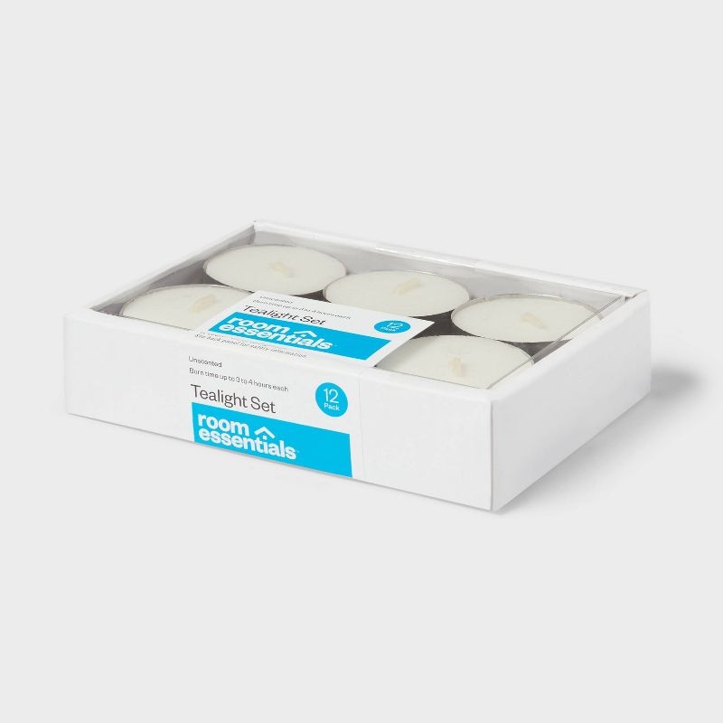 12pk Unscented Tealights White - Room Essentials&#8482;, 1 of 4