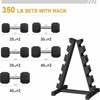 COZONY Premium Rubber Hex Dumbbell Set with Rack, 350LB, Home Gym Strength Training - 2 of 4