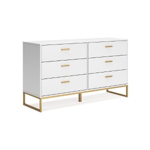 Signature Design by Ashley Socalle 6 Drawer Dresser, White/Gold - 1 of 4