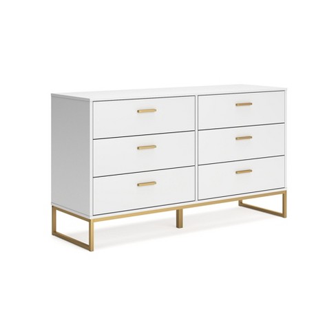 Signature Design by Ashley Socalle 6 Drawer Dresser, White/Gold - image 1 of 4