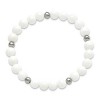 Chisel Stainless Steel Polished 6-8mm White Ceramic Beaded Stretch Bracelet - 3 of 4