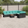vidaXL 10 Piece Patio Sofa Set with Cushions Black Poly Rattan - 2 of 4