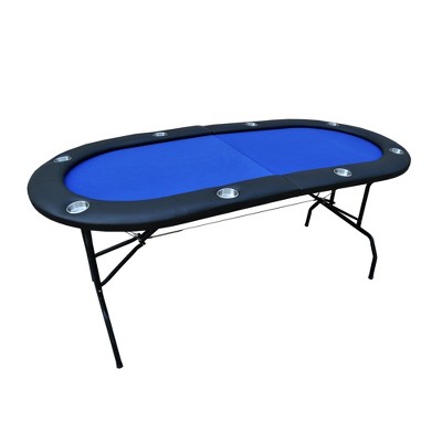 VisioGear Game Tables Design 73inch Oval Light Series Felt Foldable Casino Game Poker Table, Blue, 35.00"*30.00"*45.00"