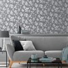 Luna Pepper Grey and Silver Leaves Trail Paste the Wall Wallpaper - 2 of 4