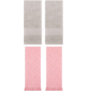 REGALWOVEN 4 Pcs Bathroom Decorative Cotton Soft Absorbent Sold Striped Hand Towel - 1 of 4