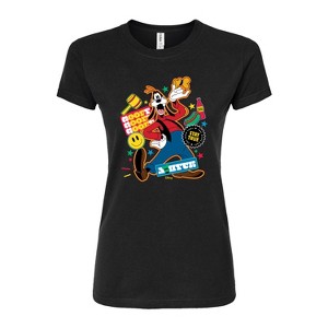 Women's - Disney - Goofy Sticker Look Fitted Graphic T-Shirt - 1 of 3