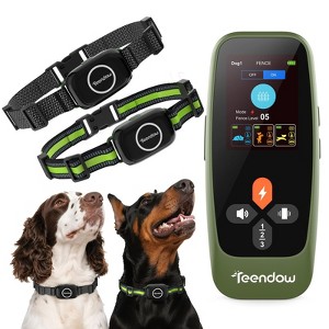 Teendow Wireless Dog Fence & Training Collar for 2 Dogs 1KM Range Zero Delay Response,Bark Control, IPX7 Waterproof, Electric Fence for 2 Dogs - 1 of 4