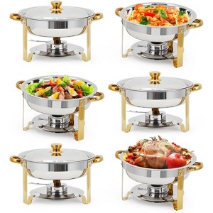 Chafing Dishes for Buffet, 5QT Round Buffet Servers and Food Warmer Set with Lid, Stainless Steel Chafers for Catering Parties Wedding - 1 of 4