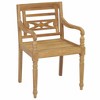 vidaXL Solid Teak Wood Batavia Garden Chairs - Set of 2 with Anthracite Polyester Cushions, Outdoor/Indoor Use, Weather Resistant, Rustic Design - 3 of 4