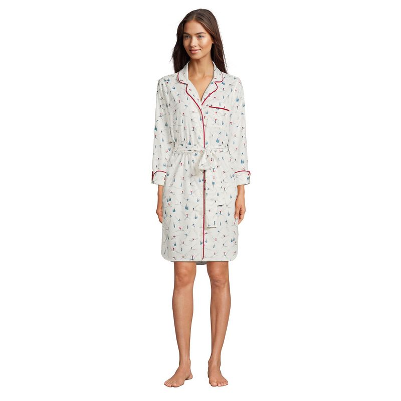 Lands' End Women's Plus Size 3/4 Sleeve Flannel Sleepshirt Nightgown, 1 of 7