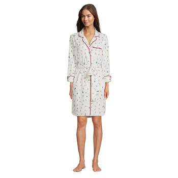 Lands' End Women's Plus Size 3/4 Sleeve Flannel Sleepshirt Nightgown