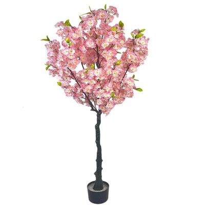 Cherry Blossom Artificial Tree Tall Realistic Fake Tree with Pink Silk Blossoms & Leaves, Indoor Decor for Home, Living Room, Office, Gift, Pink