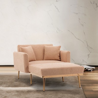 CAVINAS Teddy Velvet Accent Chair with Adjustable Mid-Height Backrest,Cozy Upholstered Living Room Chairs,Reading Chairs for Living Room