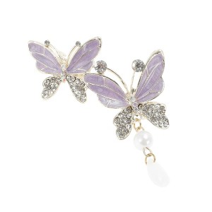Unique Bargains Butterfly Pendant French Barrette Hair Clips Purple 1 Pc - 1 of 4