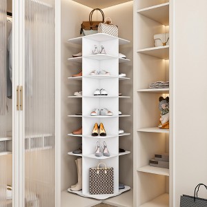 VYNXARIA 360¡ã Rotating Shoe Rack Tower - 7-Tier Organizer for 28 Pairs of Shoes in White - 1 of 4
